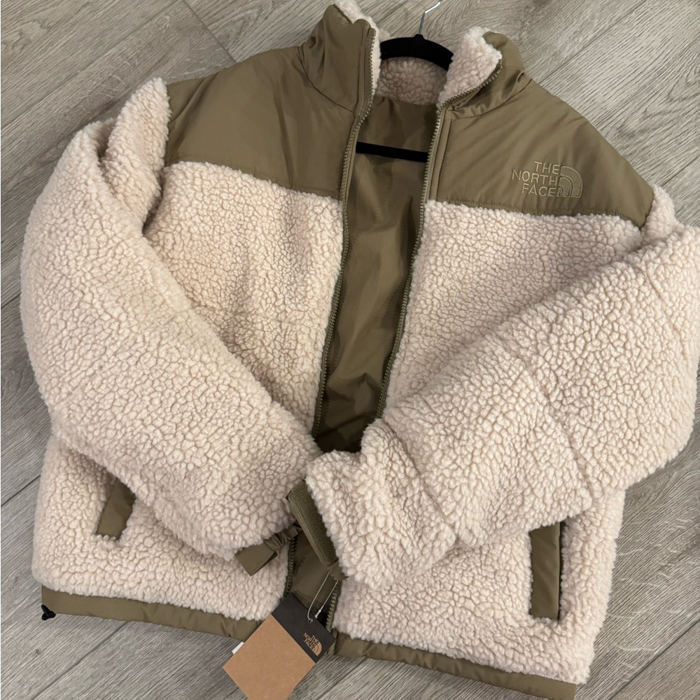 The North Face Olive and Cream Fleece Jacket